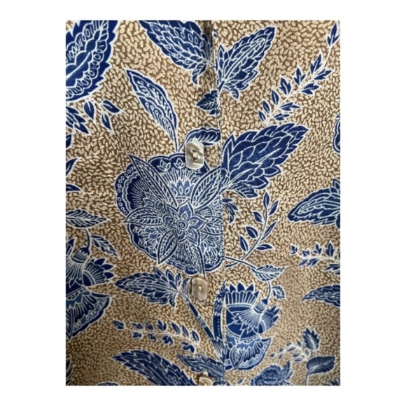 🌺 SAG HARBOR WOMAN Navy & Brown Floral Button Up Shirt | Women’s Sz 1X - Picture 5 of 7